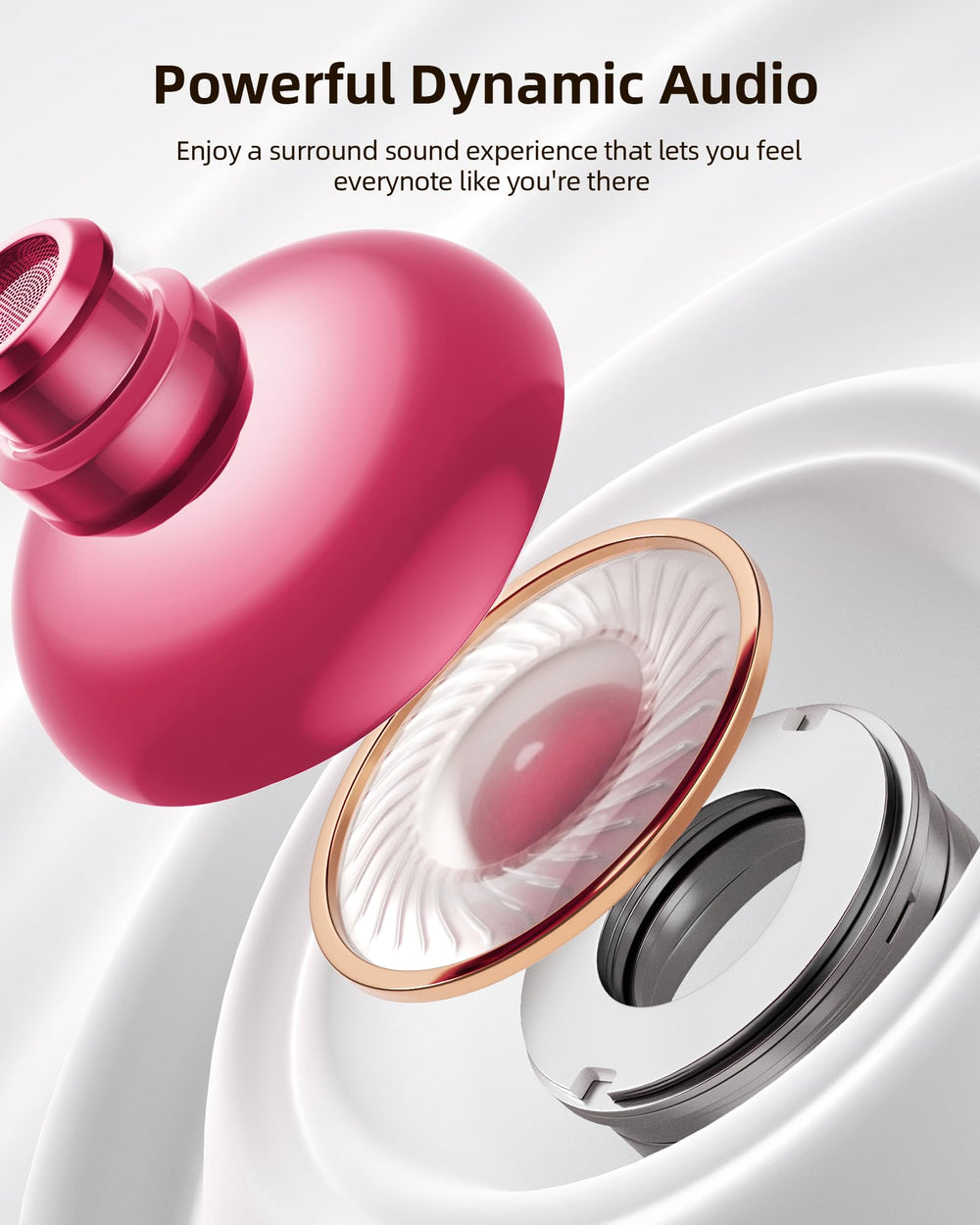 PocBuds Rose Gold IPX7 waterproof design for sweat resistance