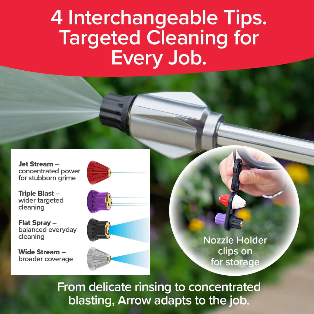 Pocket Hose Arrow Special Triple Jet tip cleans fast on tough grime