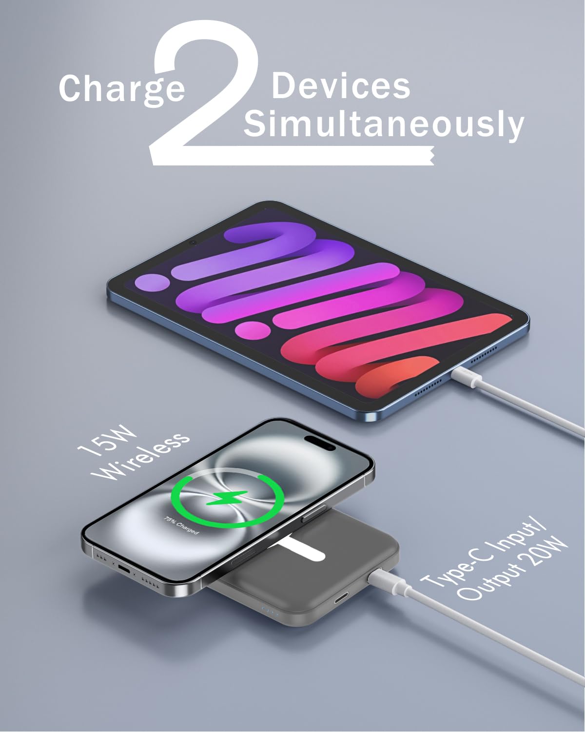 Podoru fast wireless charging up to 15W for compatible iPhones.