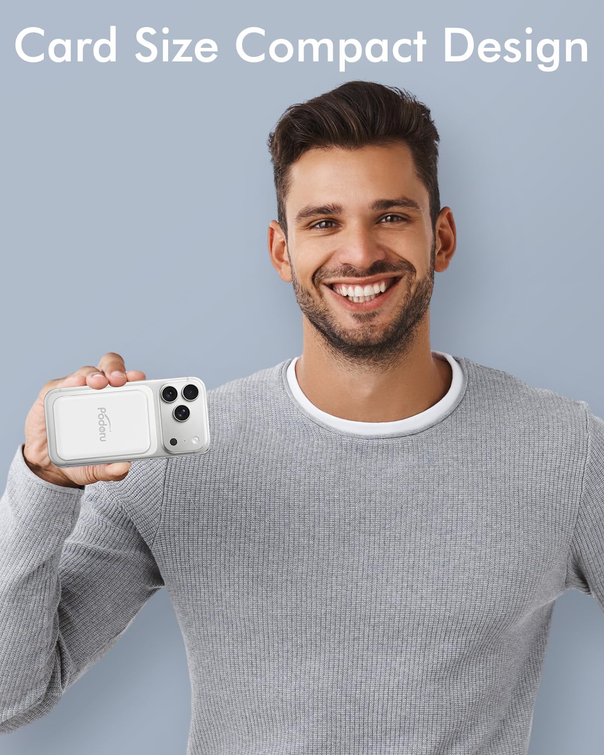 Podoru supports 15W wireless charging and 20W USB-C output for fast wired charging.