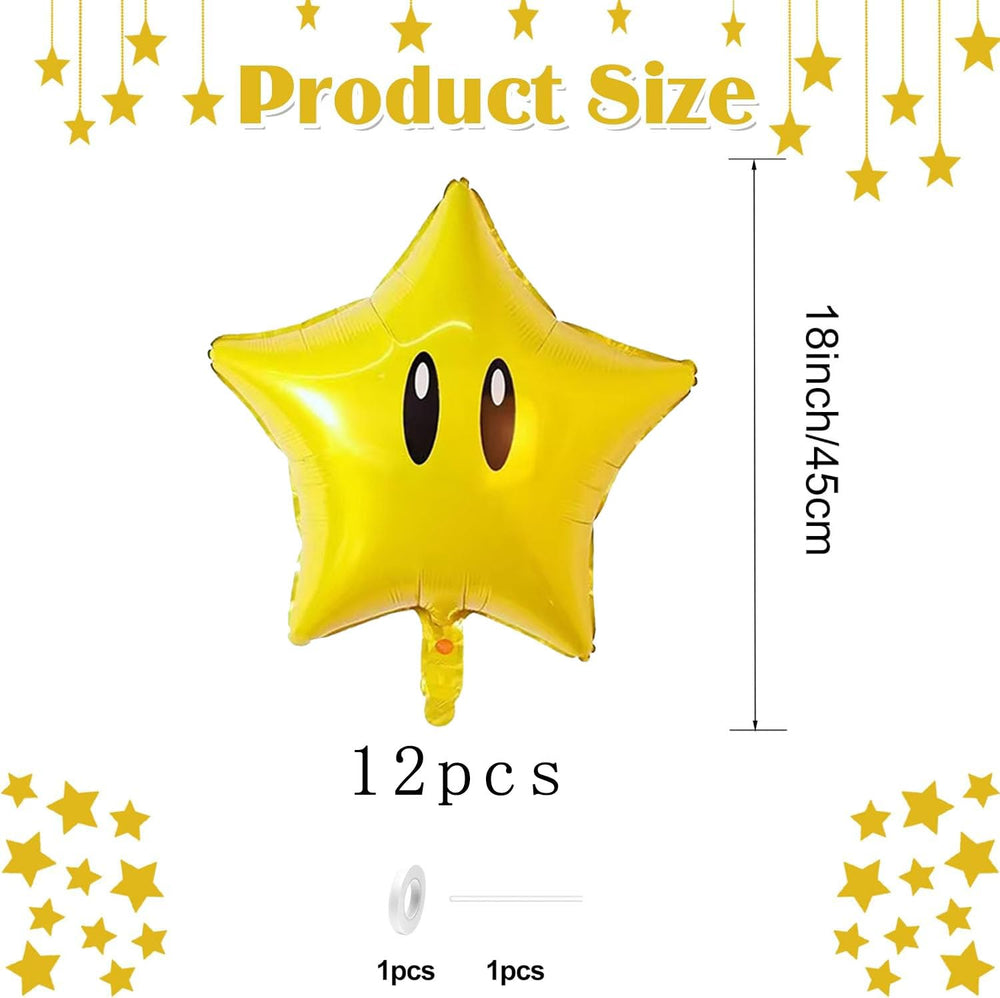 POFLWO yellow star balloon close-up showing shiny finish for photos