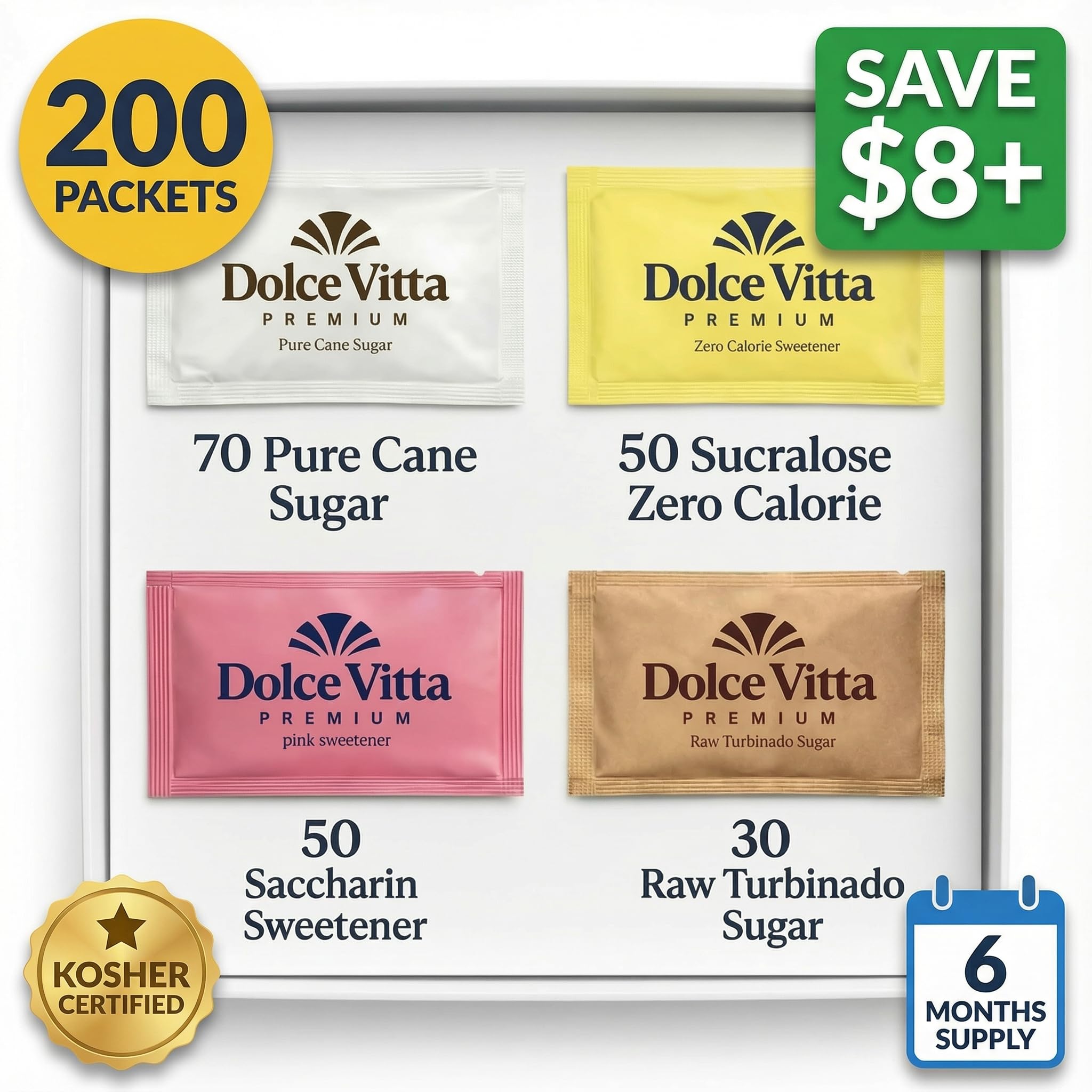 POGALIGHT Pure Cane Sugar packets for classic sweetness in coffee.