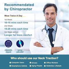 Pogcay traction device inflation system enables controlled neck traction at home.