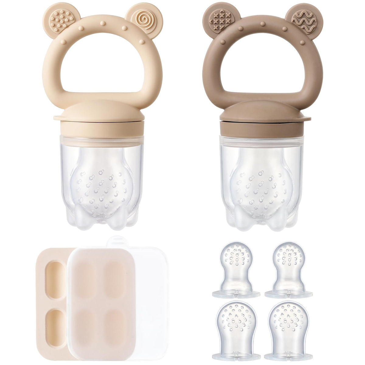 POIKSHARK 2-pack silicone baby fruit feeders promote safe self-feeding with small, digestible bites.