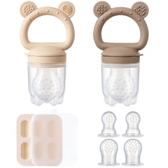 POIKSHARK 2-pack silicone baby fruit feeders promote safe self-feeding with small, digestible bites.