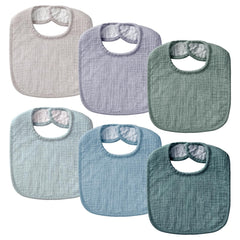 POIKSHARK baby bib green front view, soft muslin for gentle drool absorption.