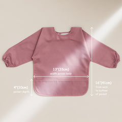 POIKSHARK pink baby bib shows a generous spill pocket for meals.