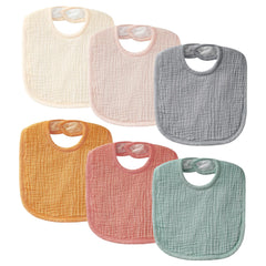 POIKSHARK muslin bib front view with soft cotton and Velboa back for comfort.