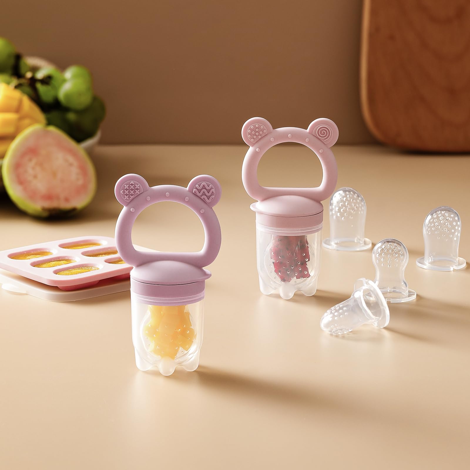 POIKSHARK purple feeding set on the go for portability