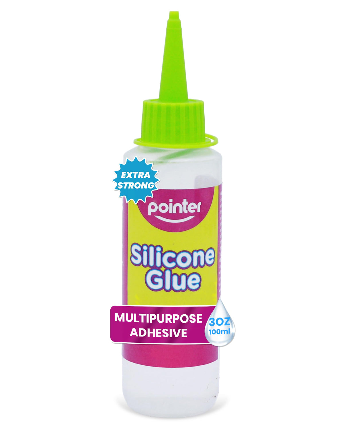 Pointer silicone glue crystal clear bottle with precision tip for precise bonding