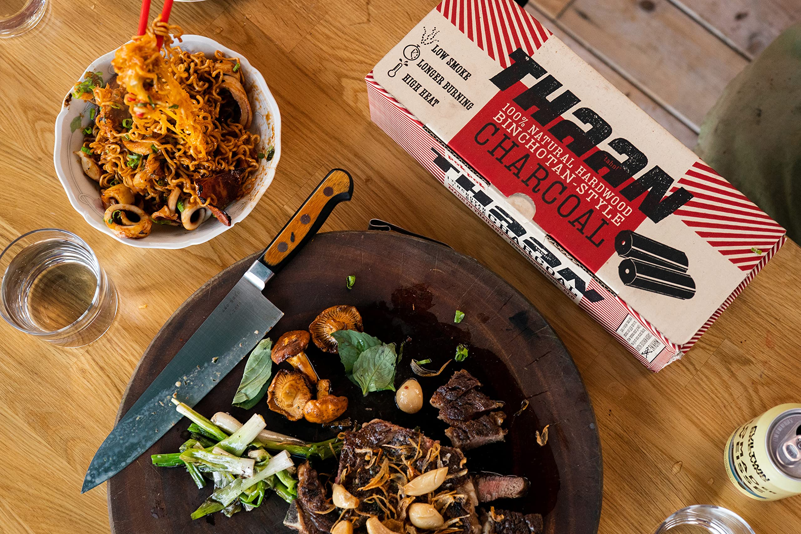 Pok-Pok Thaan Charcoal heat range 1000 to 1200F for searing