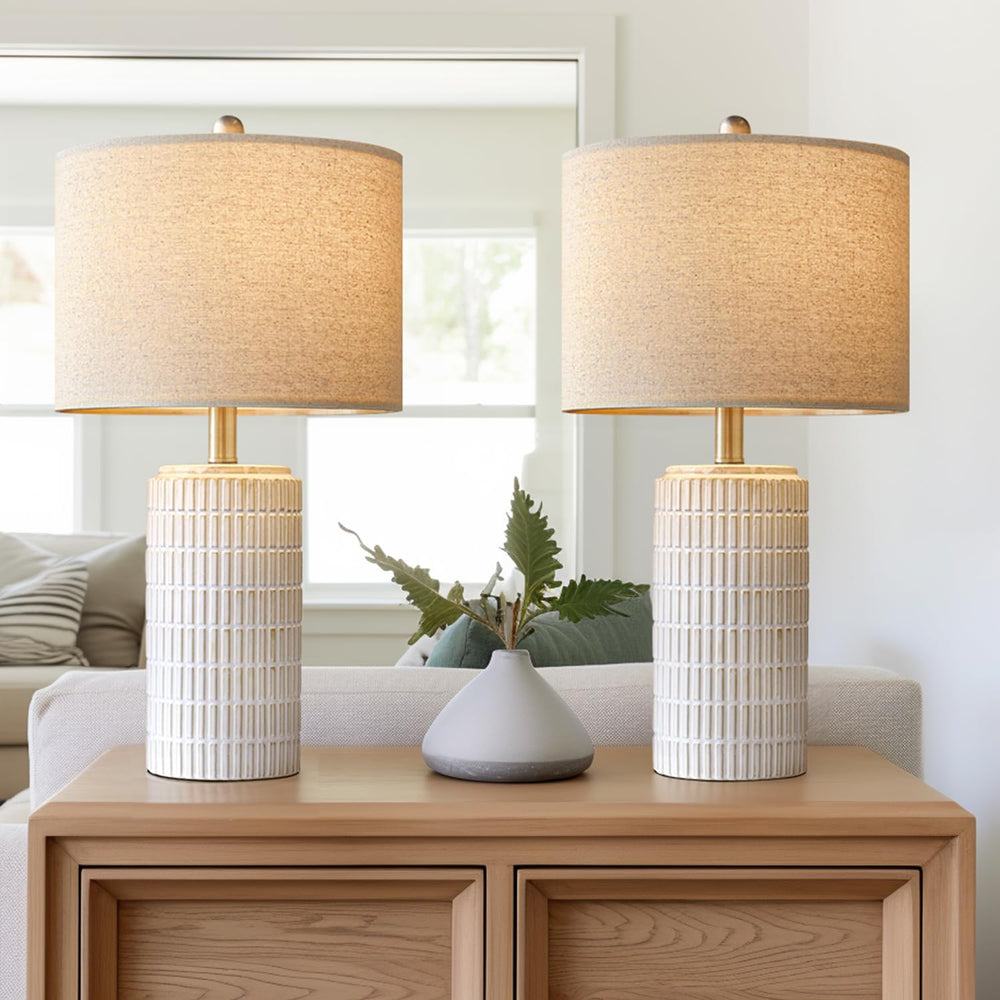 PoKat 23-inch ceramic lamps in beige and white for refined living room glow