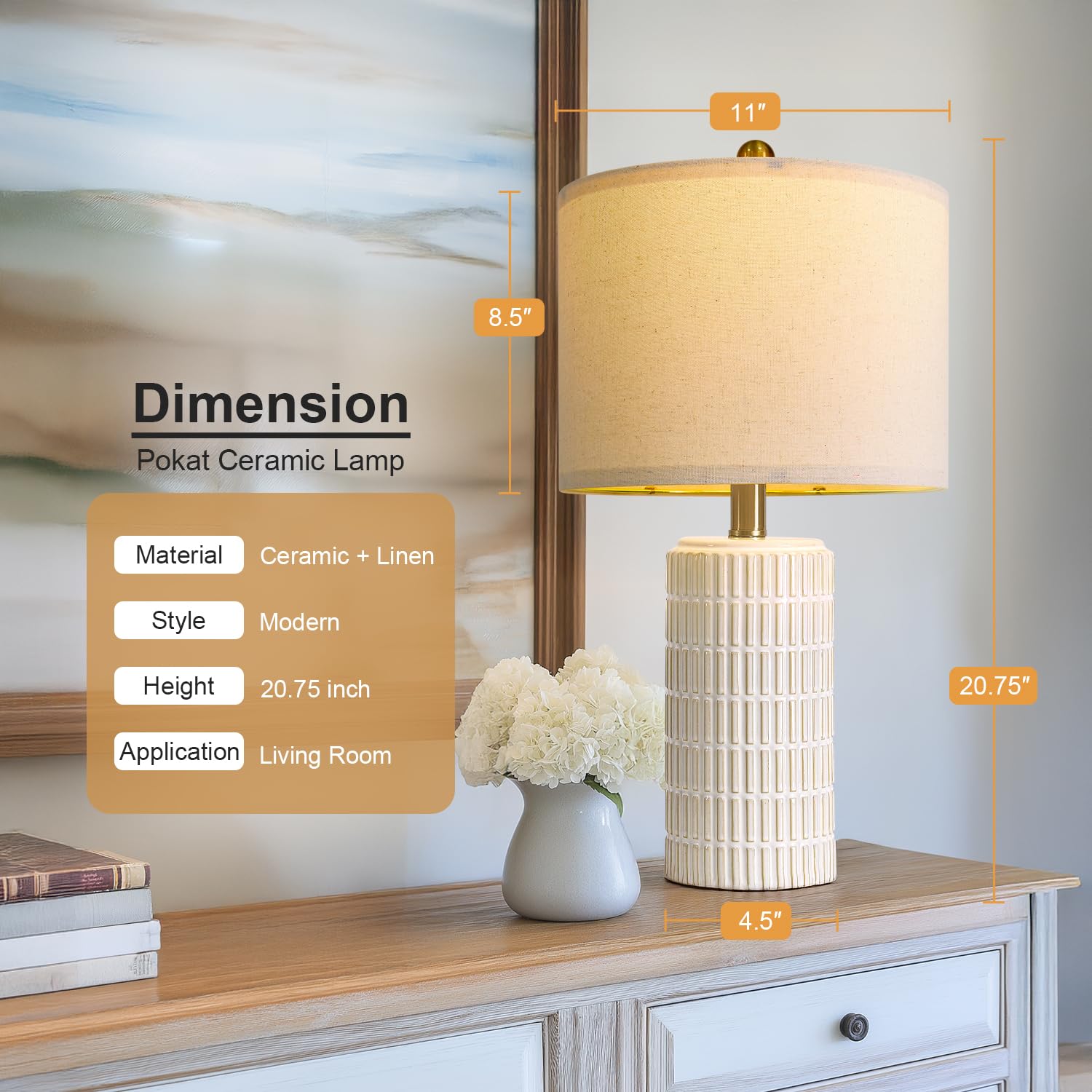 PoKat end table decor lamp adds soft lighting to living room