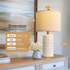 PoKat end table decor lamp adds soft lighting to living room