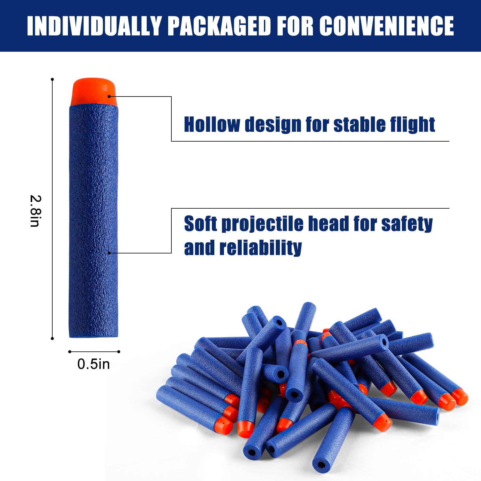 Pokiiulk Nerf darts universal fit blue, compatible with multiple Nerf guns for seamless play.