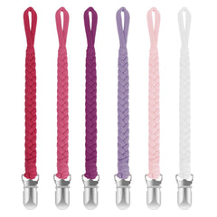Pokipaw pacifier clip pastel pink braid keeps pacifier within easy reach.