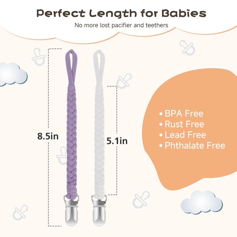 Pokipaw pacifier clip stainless clip close-up shows secure fastener.