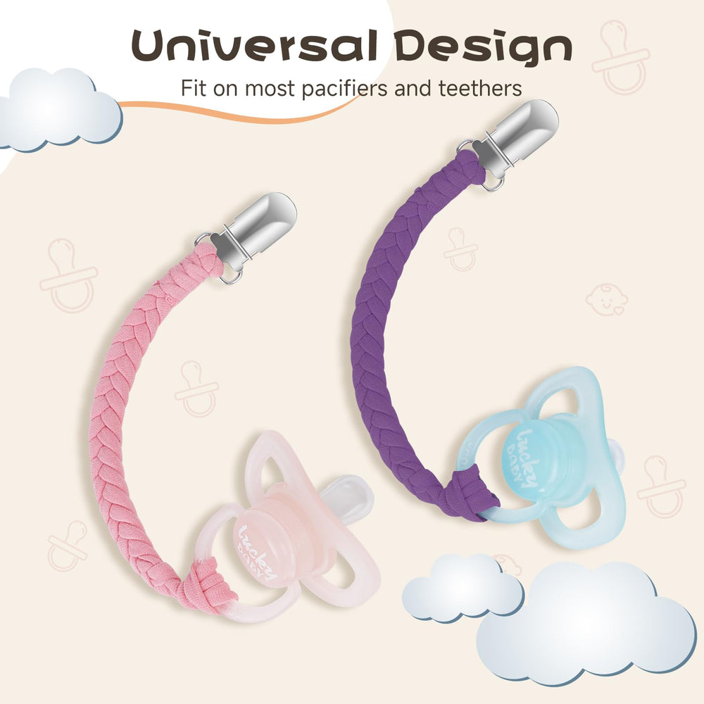 Pokipaw pacifier clip universal fit works with most pacifiers.