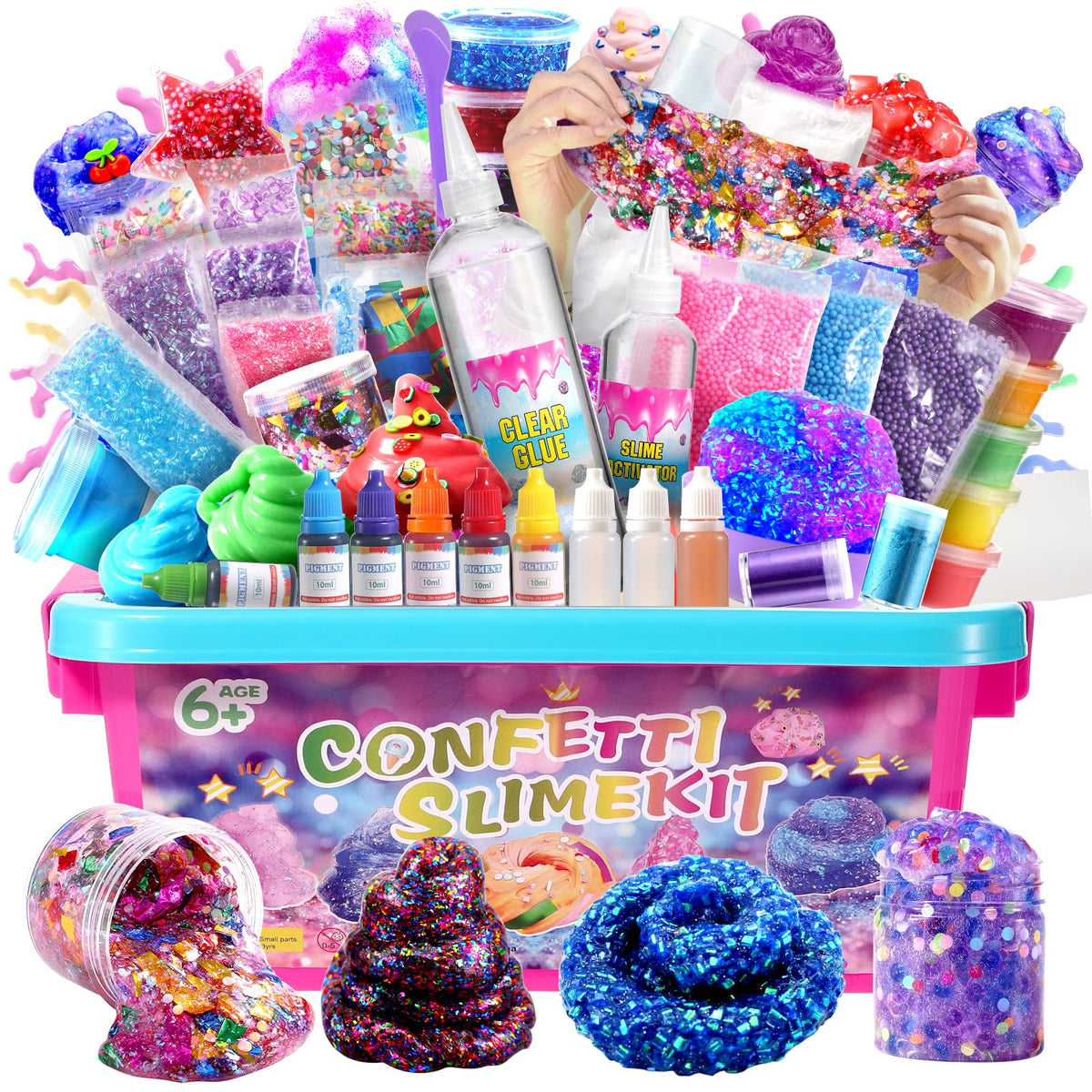 pokujyrt Confetti Slime Kit clear glue bottle inspires creative slime making at home