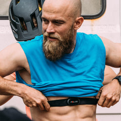 Polar H10 buckle detail showing secure fit during activity