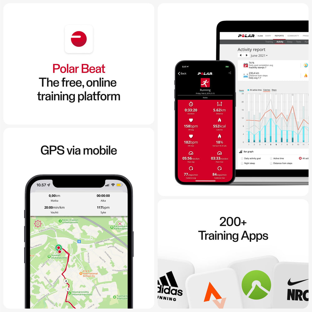 Polar H10 internal memory stores hours of training data