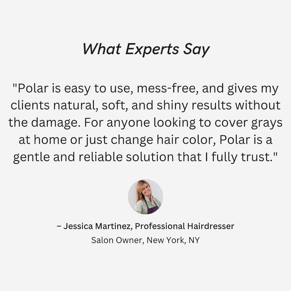 Polar Haircare after-color close-up revealing radiant blonde tones