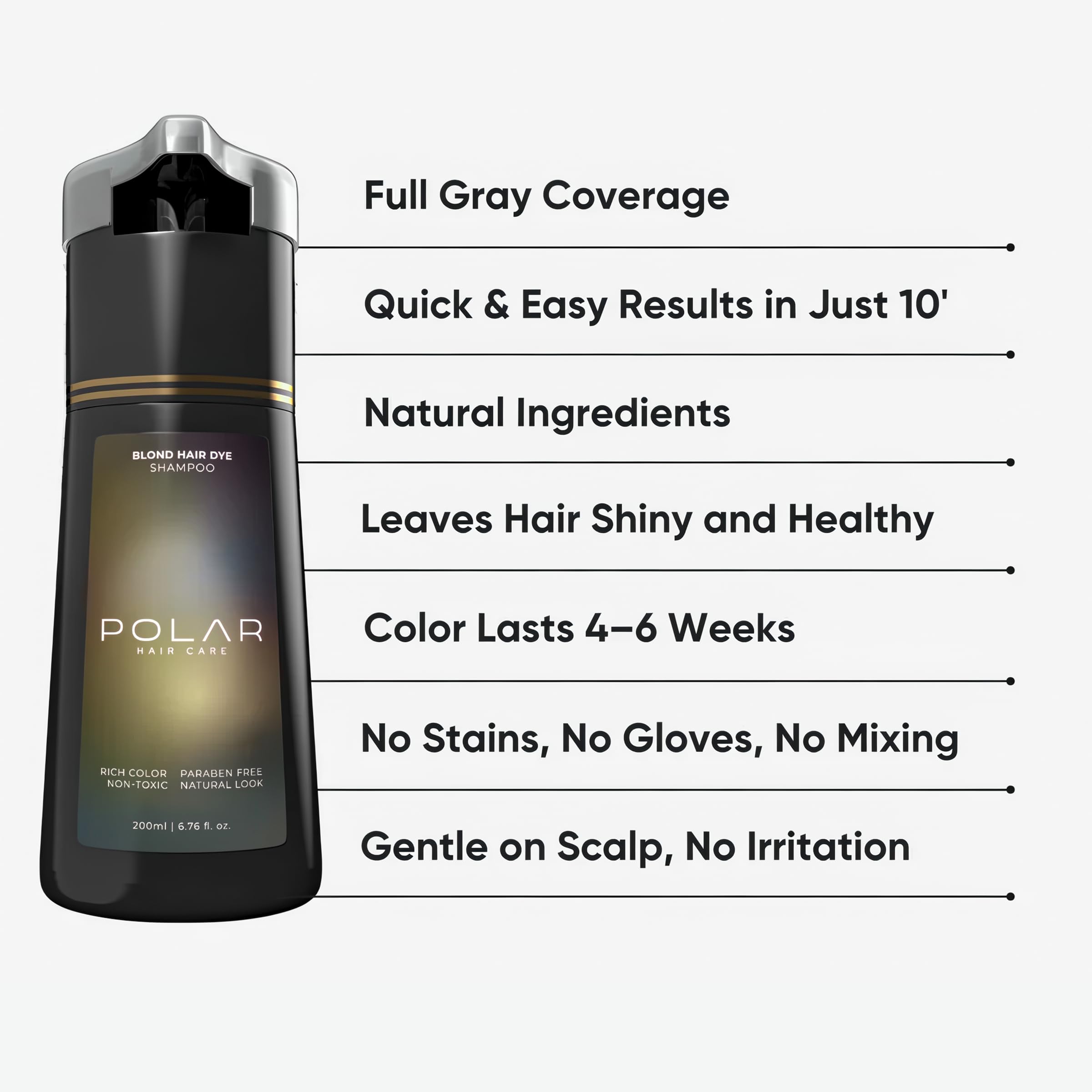 Polar Haircare gray hair lather delivering an even, natural-looking blonde tint
