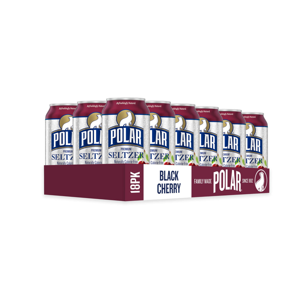Packaging shot of POLAR Seltzer Black Cherry to convey approachable refreshment
