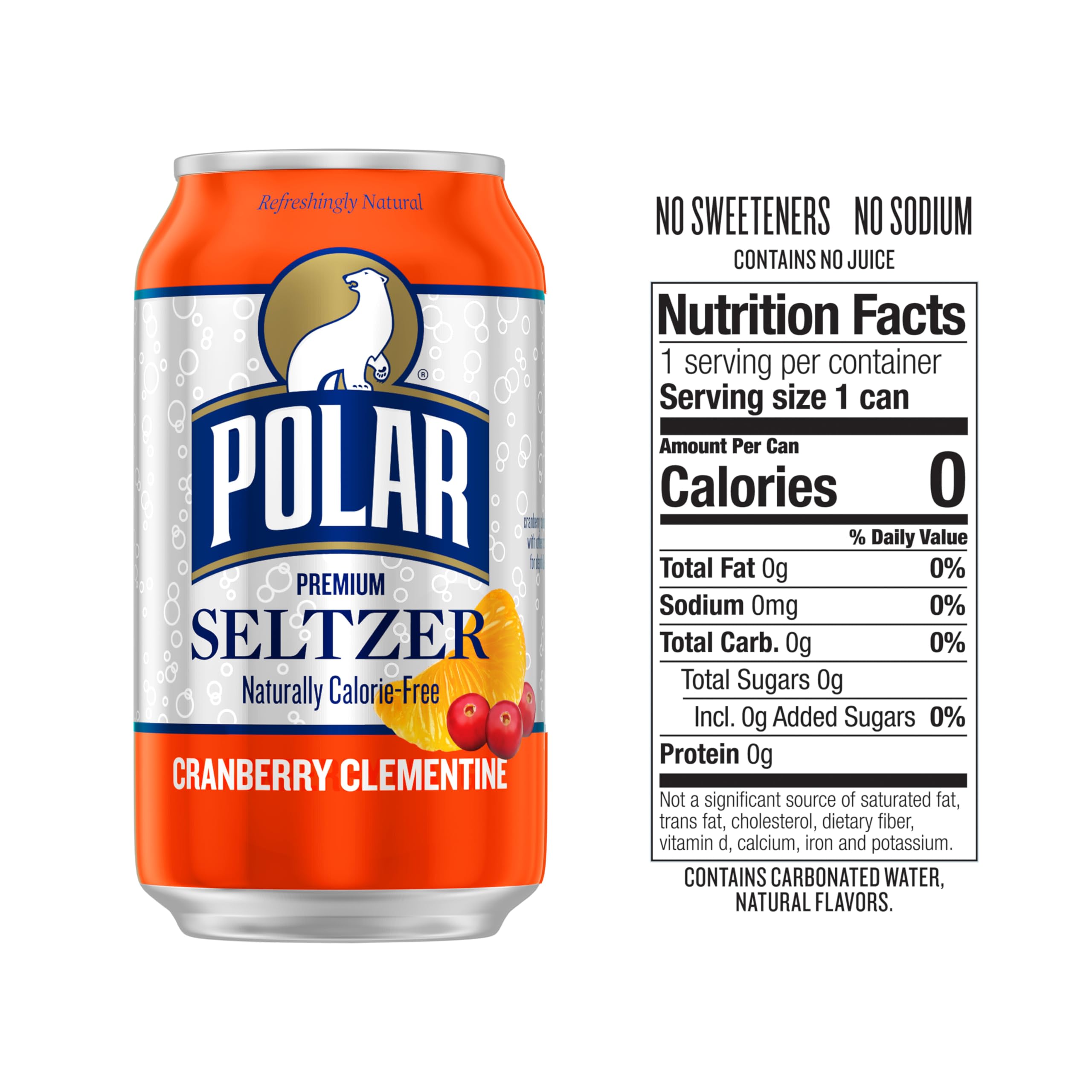 Polar Seltzer Cranberry Clementine bubbles close-up, showcasing long-lasting carbonation.