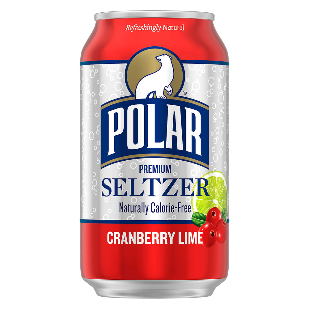 Pouring Polar Seltzer Cranberry Lime into a glass over ice for a crisp sip.