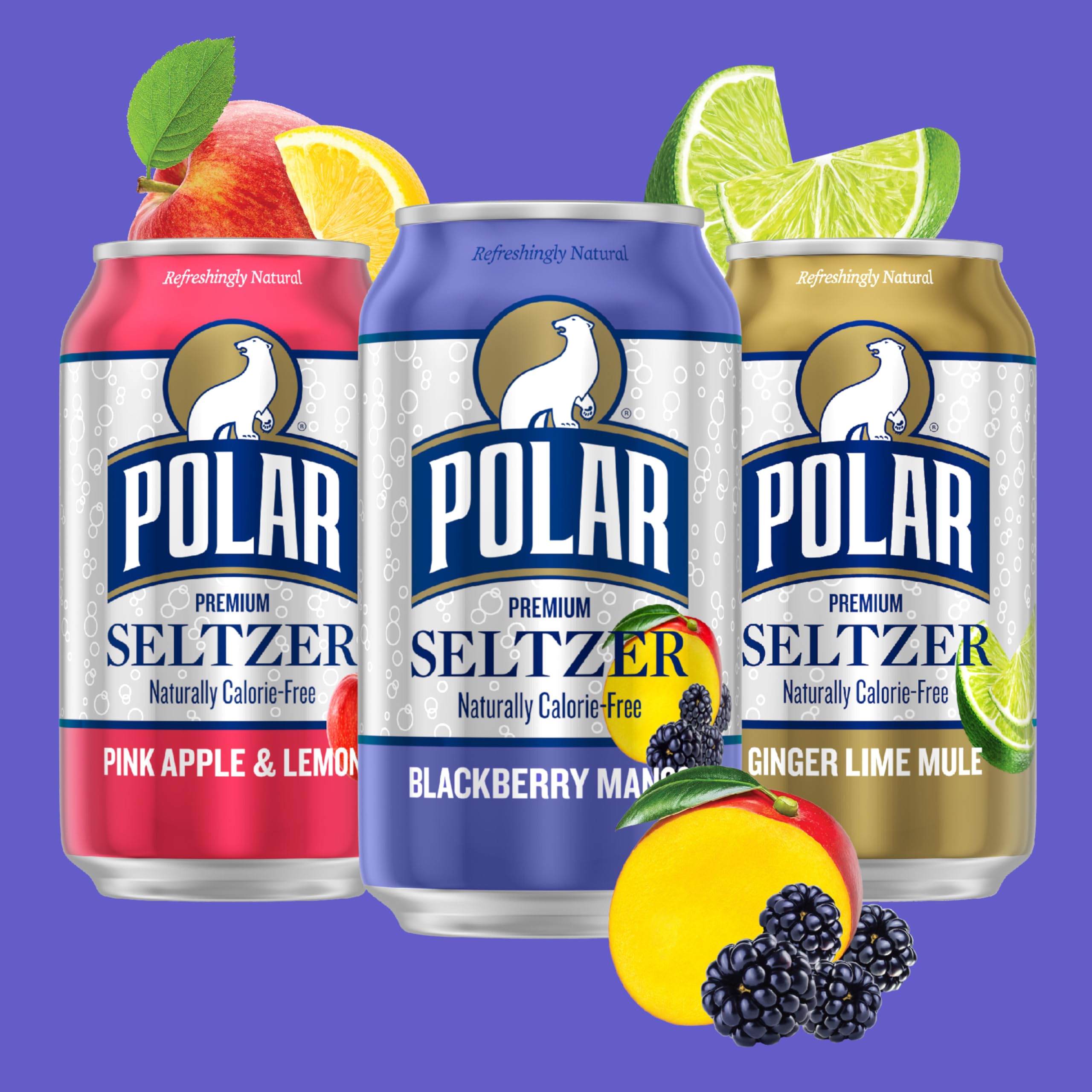 Polar Seltzer bubbles closeup showcases tiny, lasting carbonation.