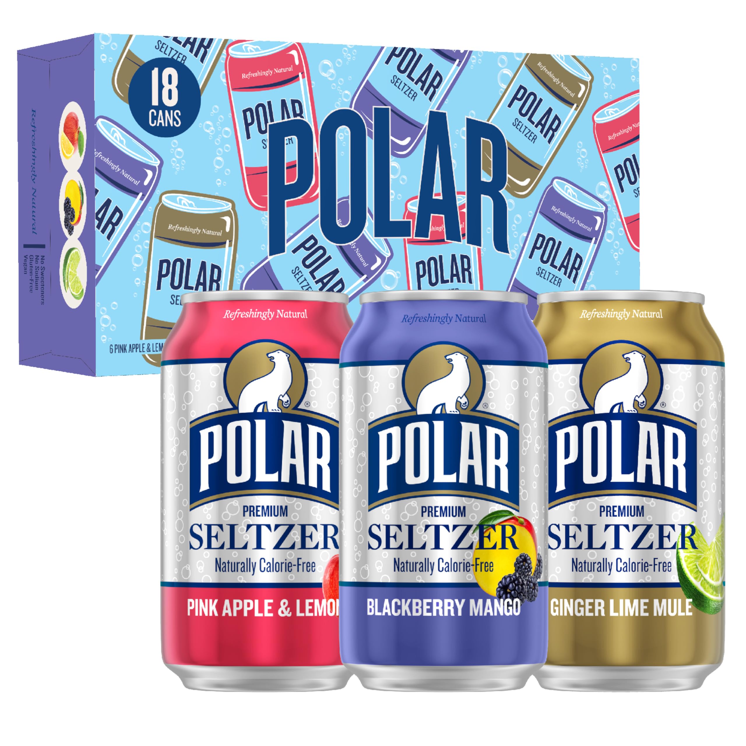 Polar Seltzer Pink Apple Lemon can offers fruity refreshment with zero sugar.
