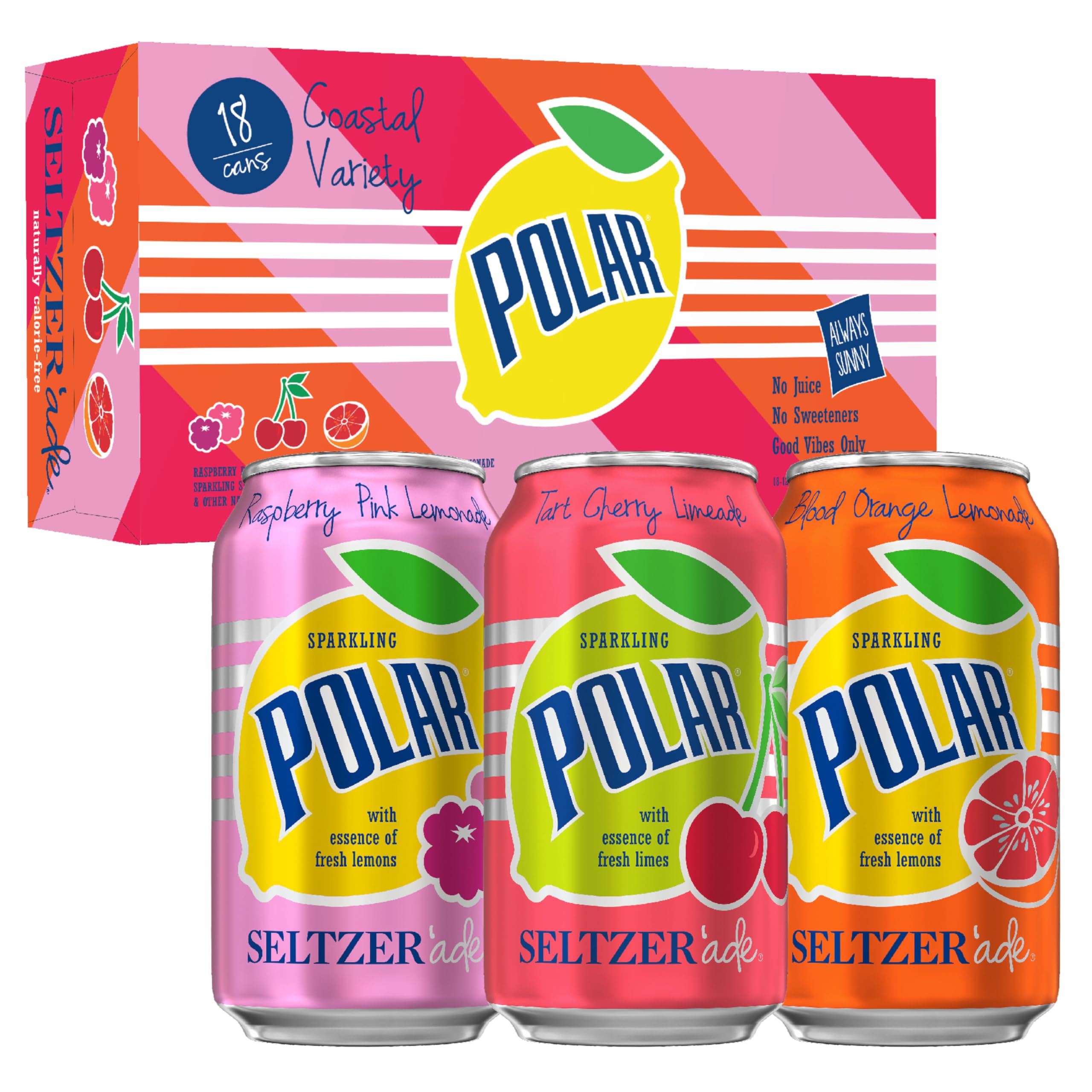 Polar Seltzer'ade Tart Cherry Limeade can, crisp bubbles for refreshing zero-sugar moments