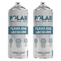 Polar Specialist Coatings Polar Clear Lacquer Spray bottle applying a durable clear gloss on wood