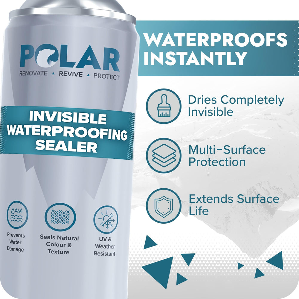 Polar waterproof spray in action applying a thin coat from 20-30 cm distance
