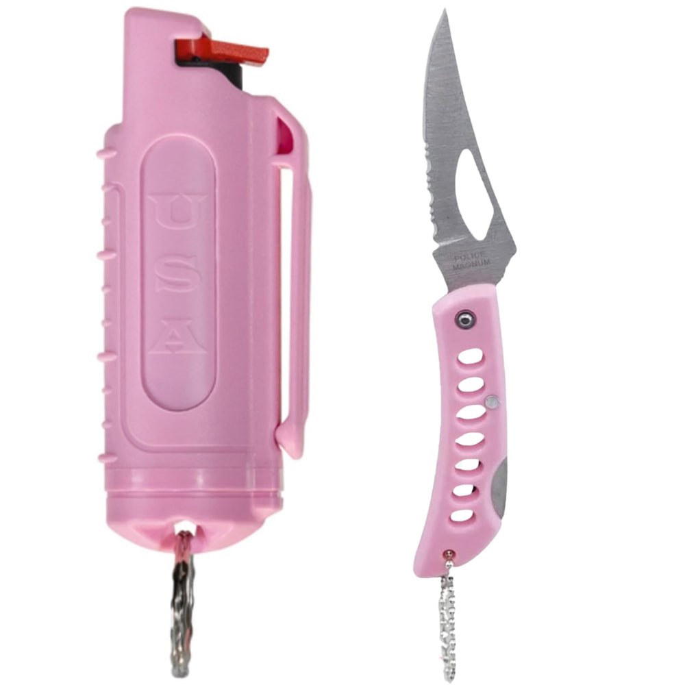Police Magnum belt clip pepper spray kit for on-the-go personal safety.