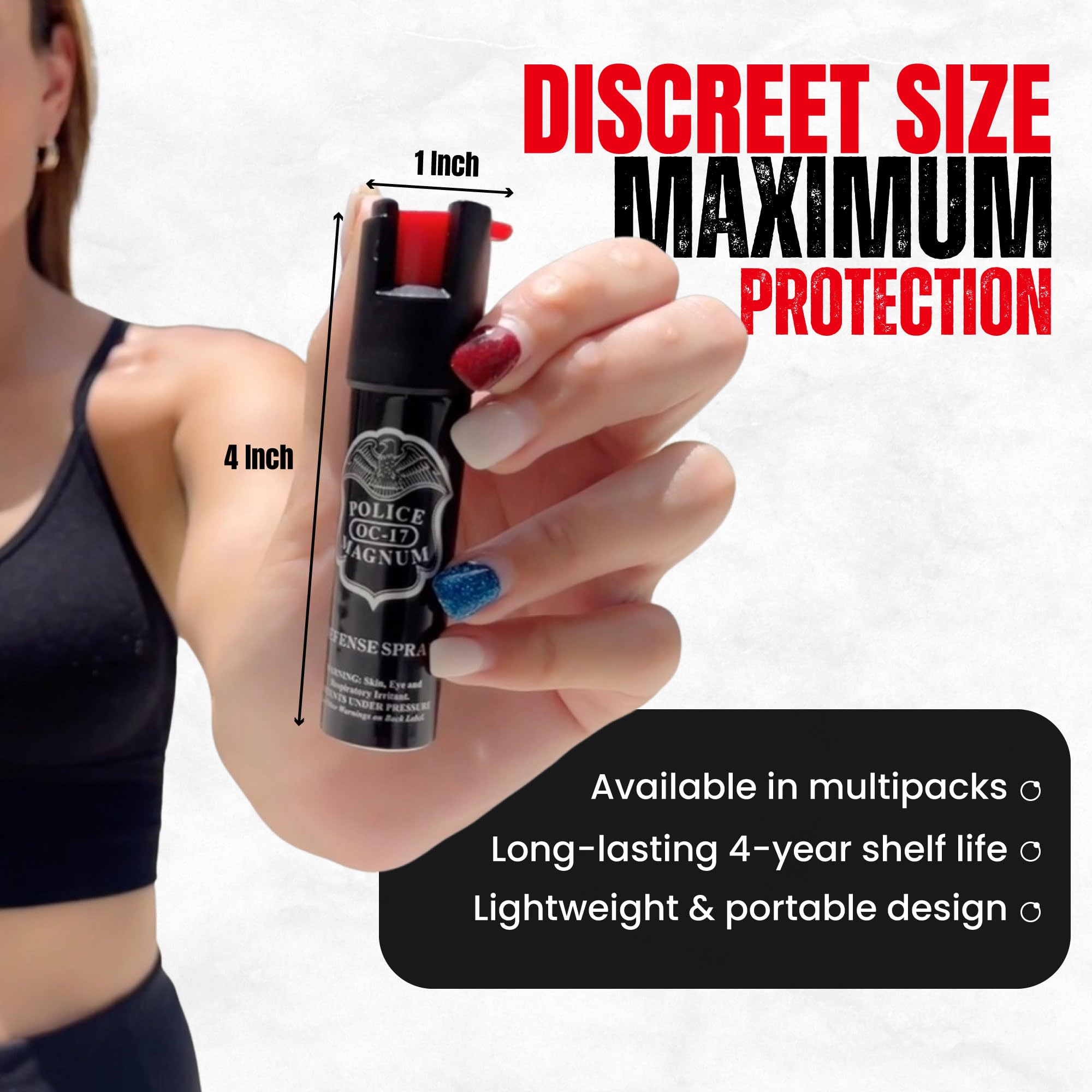 Police Magnum OC spray shows reach up to 12 feet.