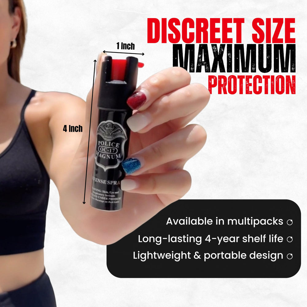 Police Magnum OC spray shows reach up to 12 feet.