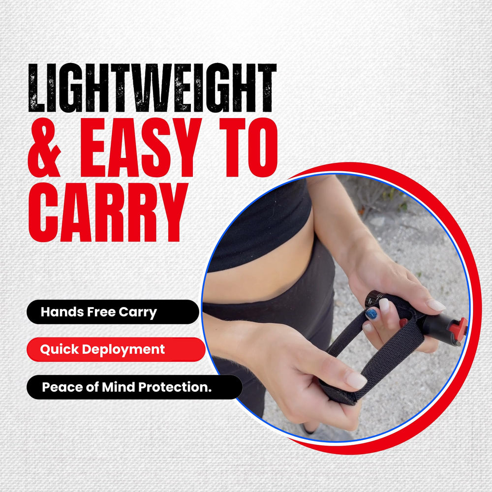 POLICE MAGNUM pepper spray in use while running for on the go protection.