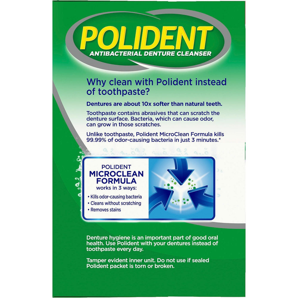 Polident cleansers restore denture color for a brighter smile.