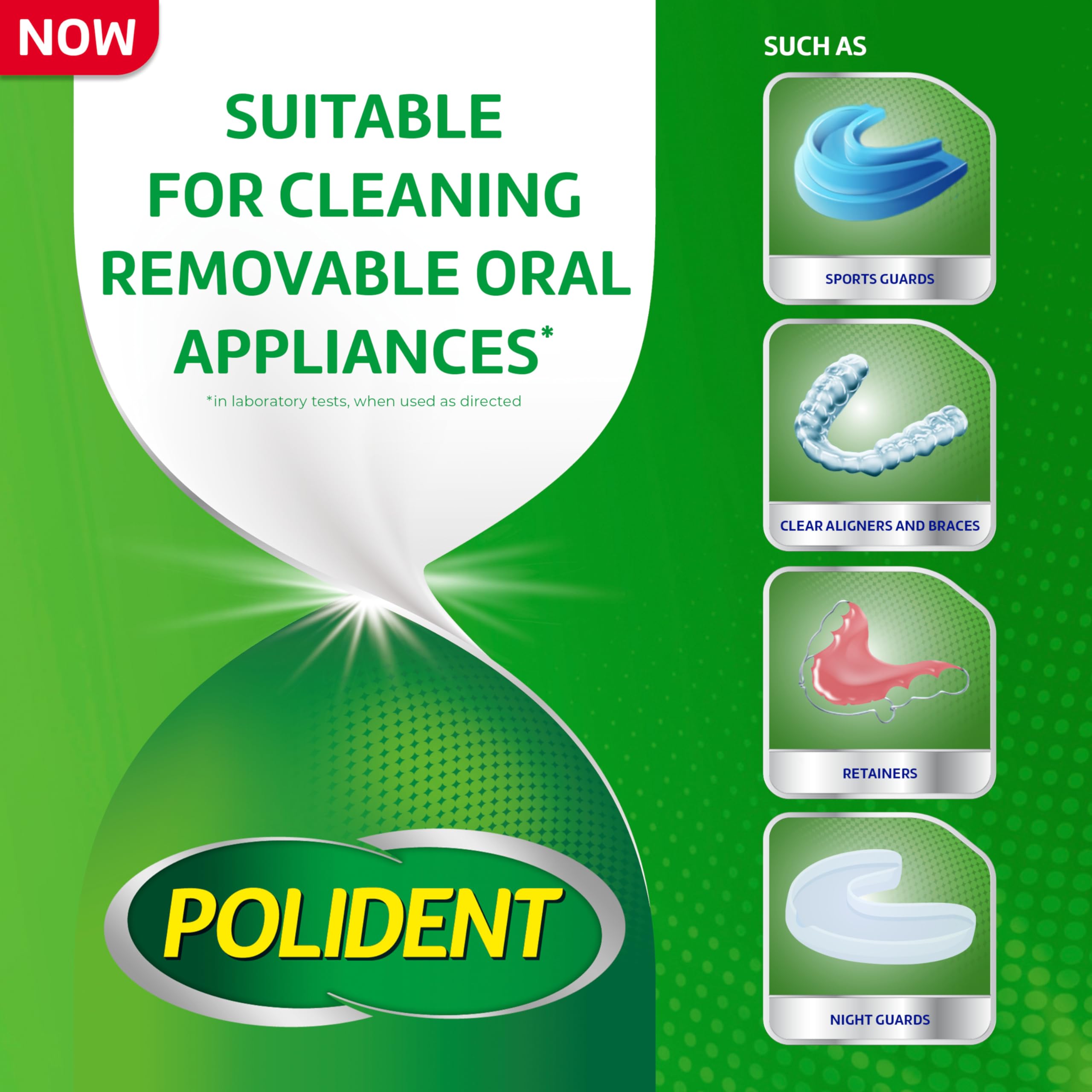 Polident cleaner removes odor causing bacteria for cleaner dentures