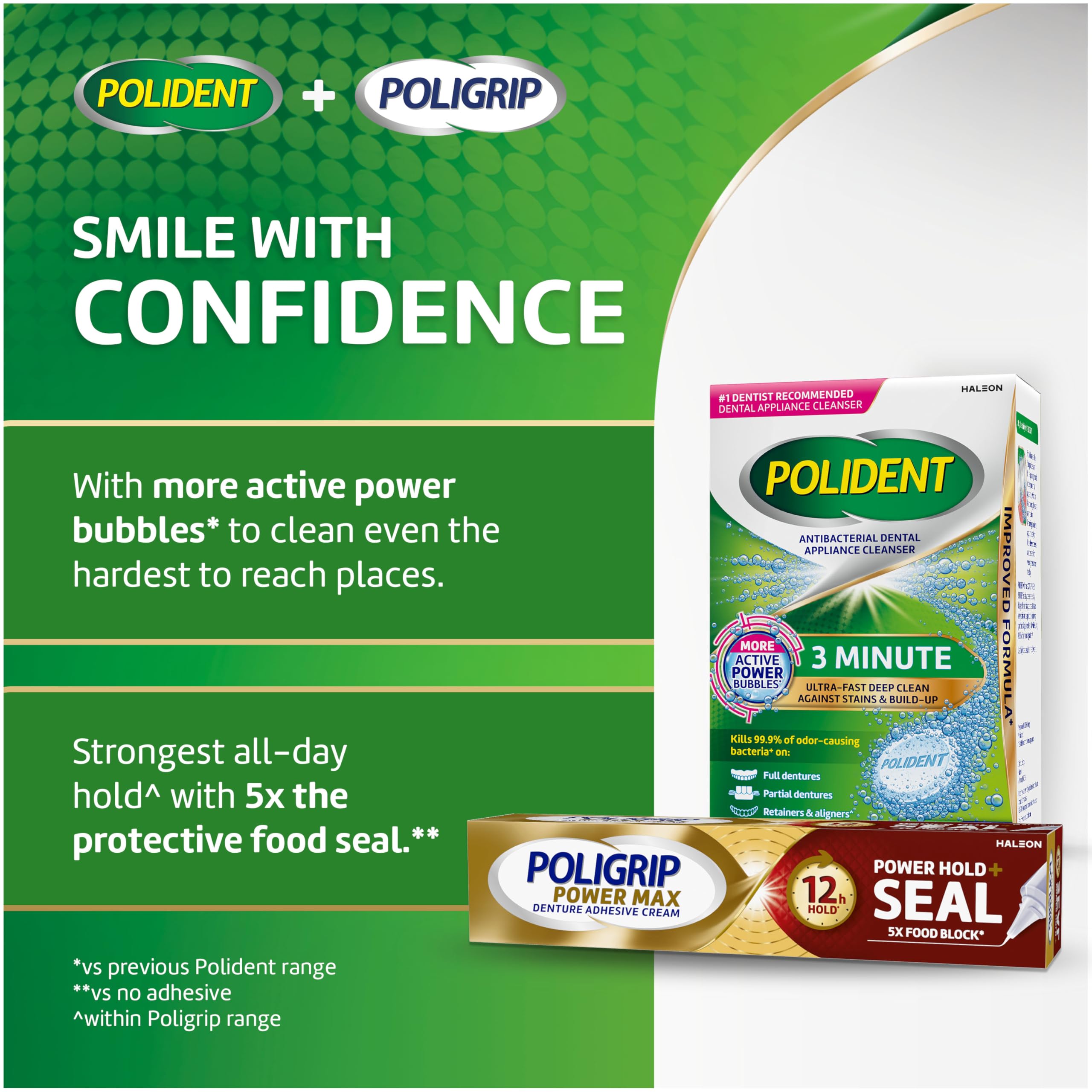 Poligrip Power Max durable hold supports comfortable eating and speaking