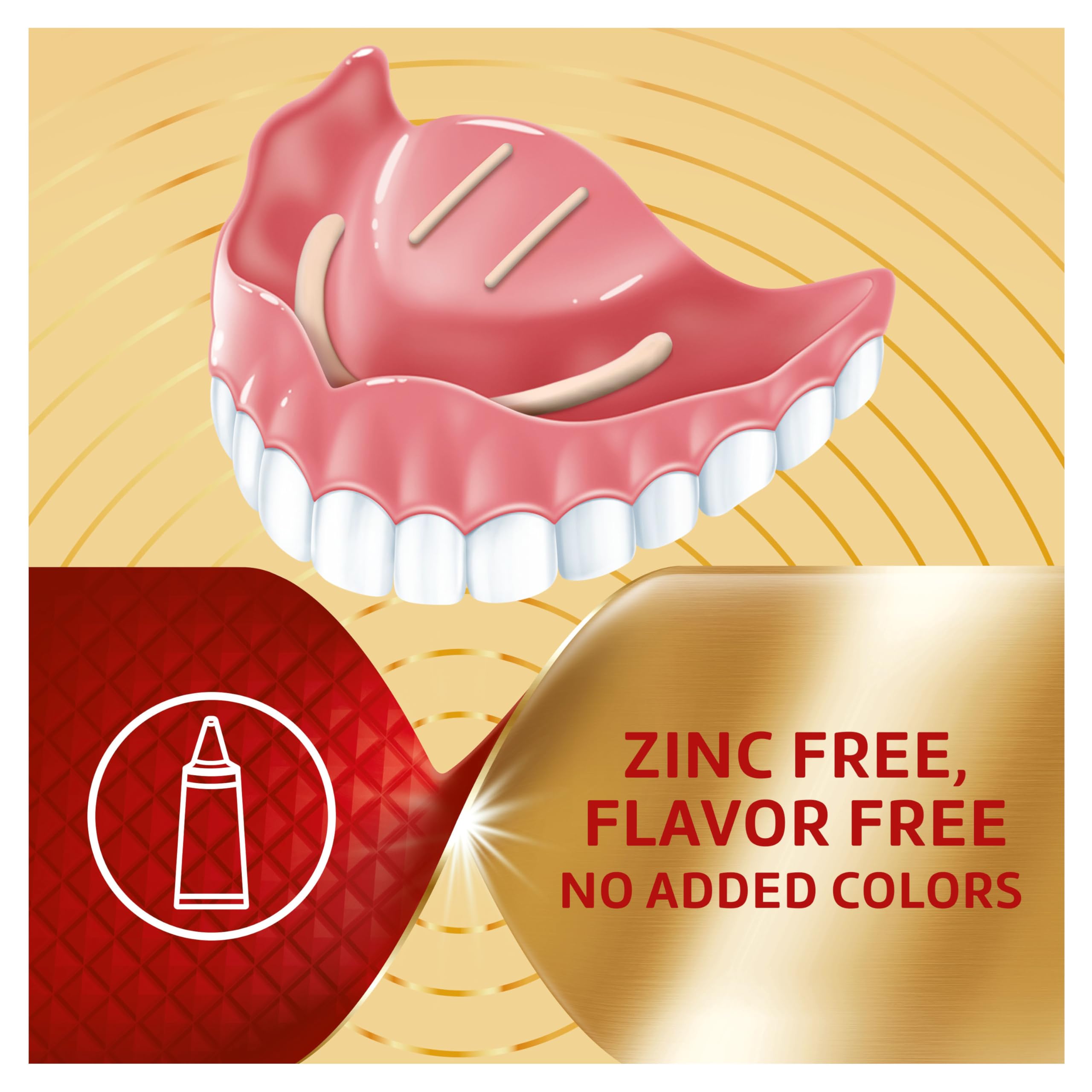 Poligrip Power Max food seal all-day hold helps prevent particles under dentures