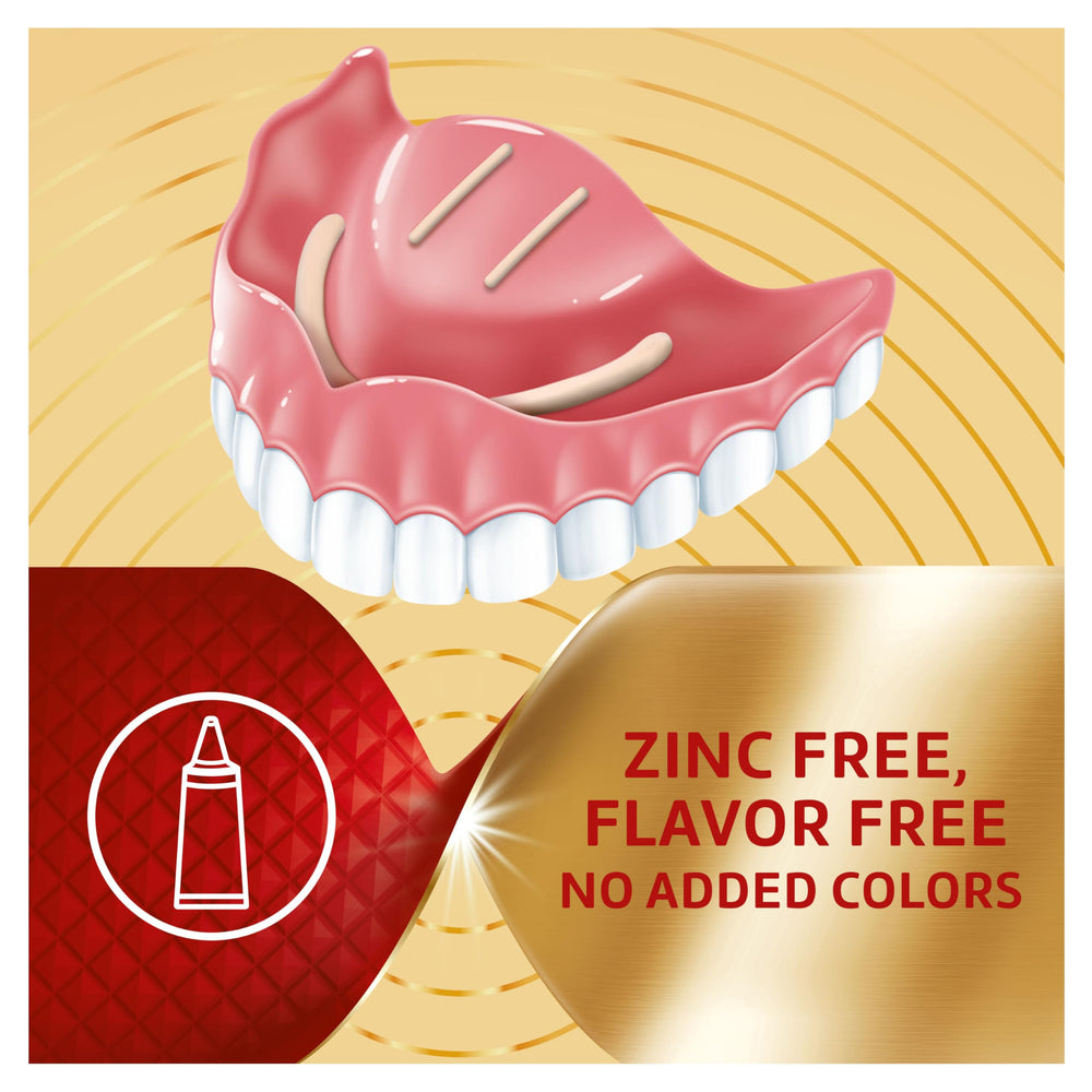 Poligrip Power Max food seal all-day hold helps prevent particles under dentures