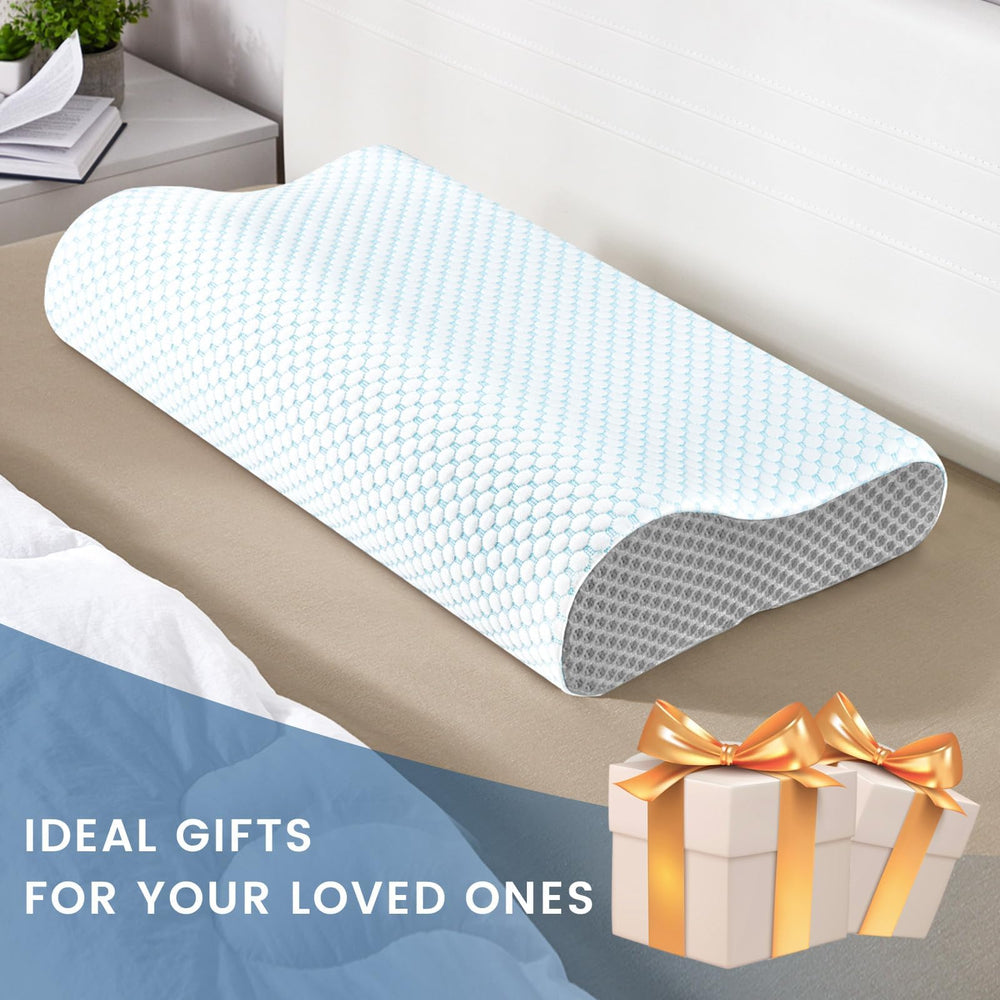 Polovo memory foam pillow care instructions and packaging overview.