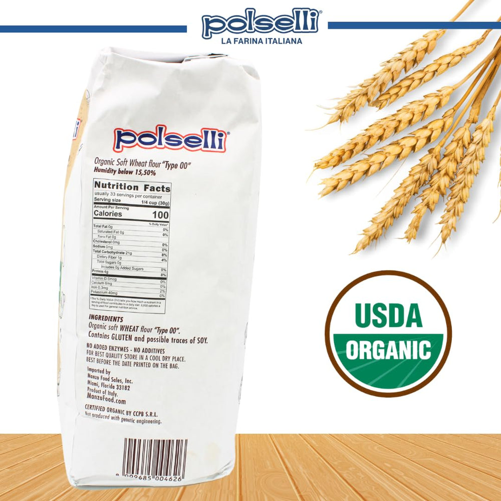 POLSELLI 00 flour ultra-fine ground ready for delicate doughs and airy textures