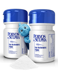 POLVOS DE SULPHA MENPER powder packet front for convenient on-the-go minor wound care.