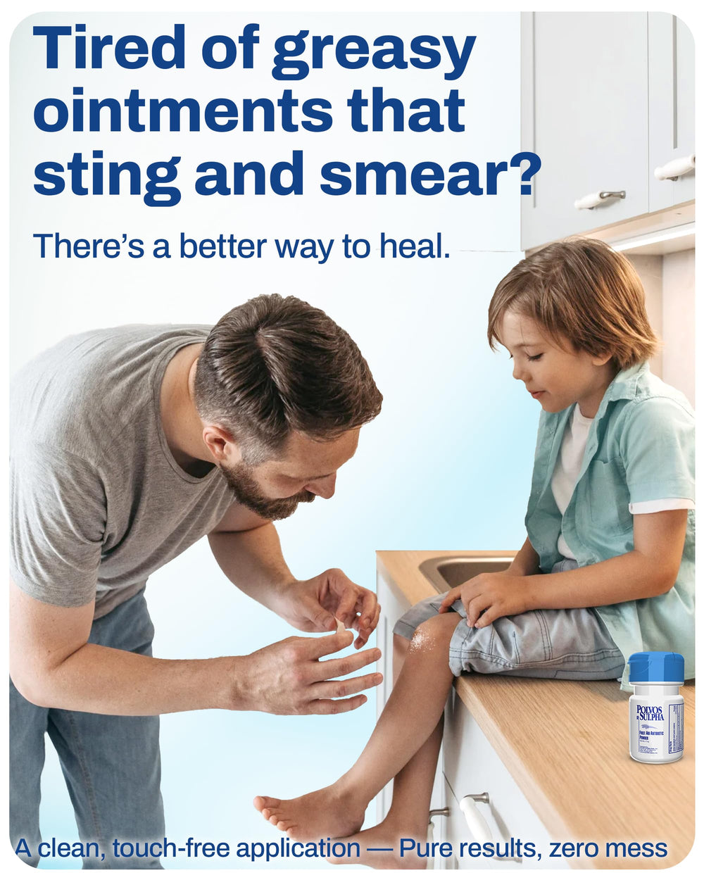 POLVOS DE SULPHA MENPER sulfur-based wound care for clean, dry relief after scrapes.