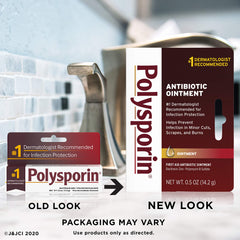 Polysporin first aid ointment tube being applied to a minor wound.