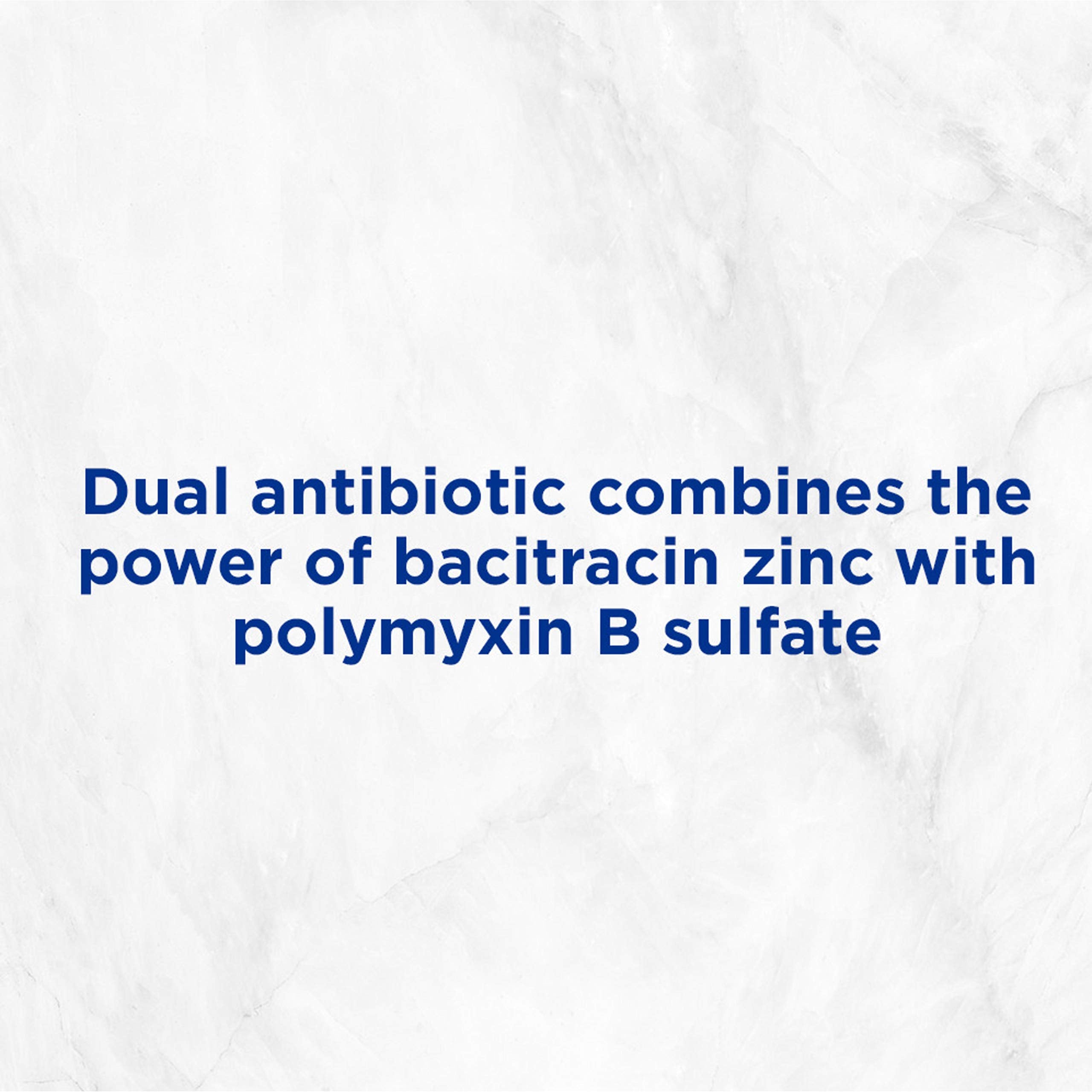 Polysporin ointment label shows bacitracin zinc and polymyxin B ingredients.